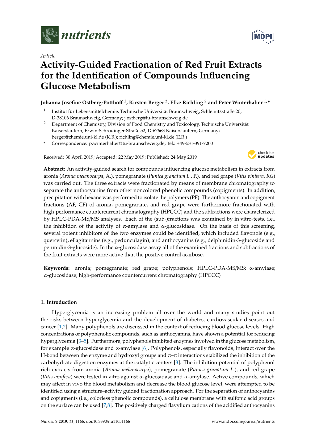 Activity-Guided Fractionation of Red Fruit Extracts for the Identification Of