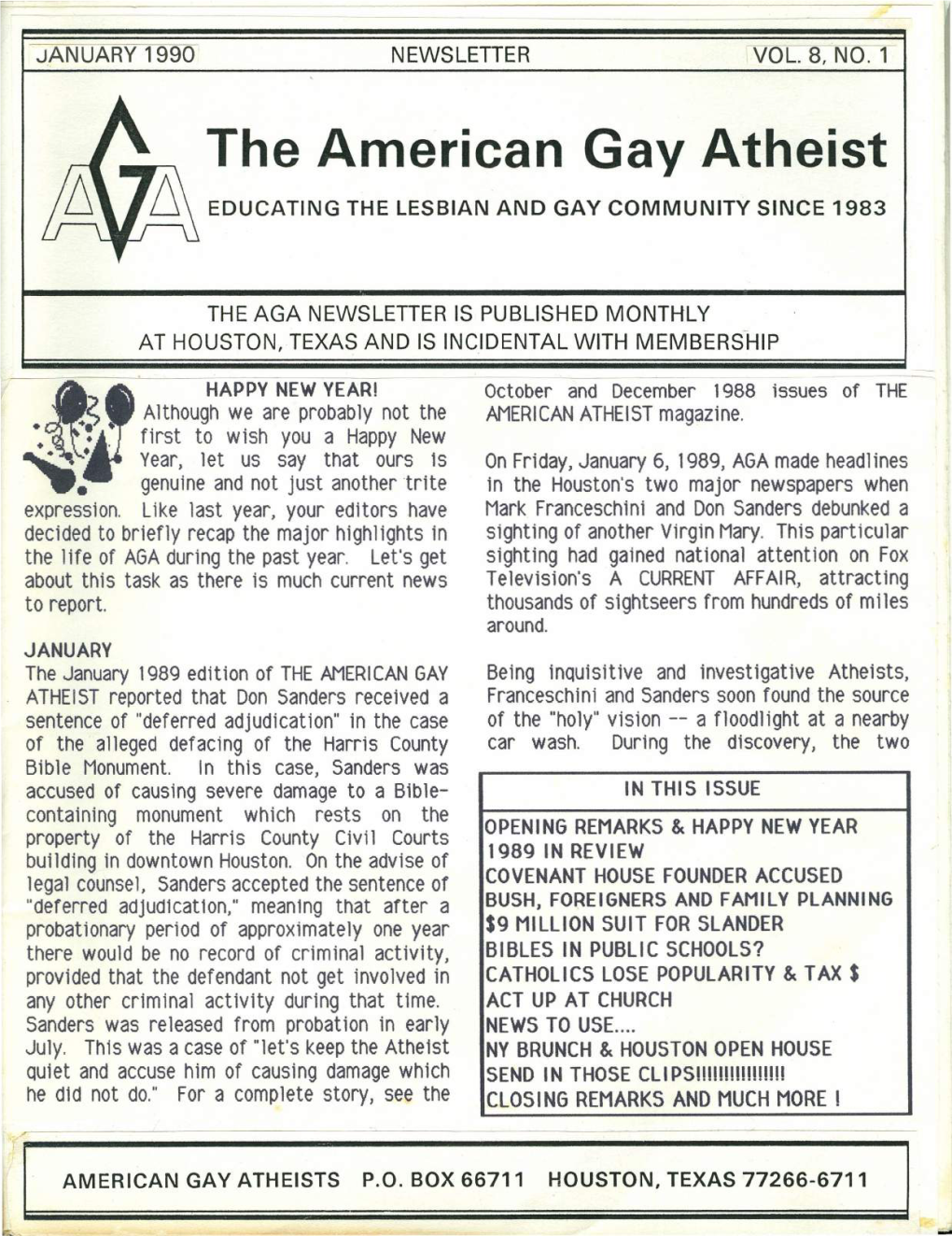 The American Gay Atheist Li EDUCATING the LESBIAN and GAY COMMUNITY SINCE 1983