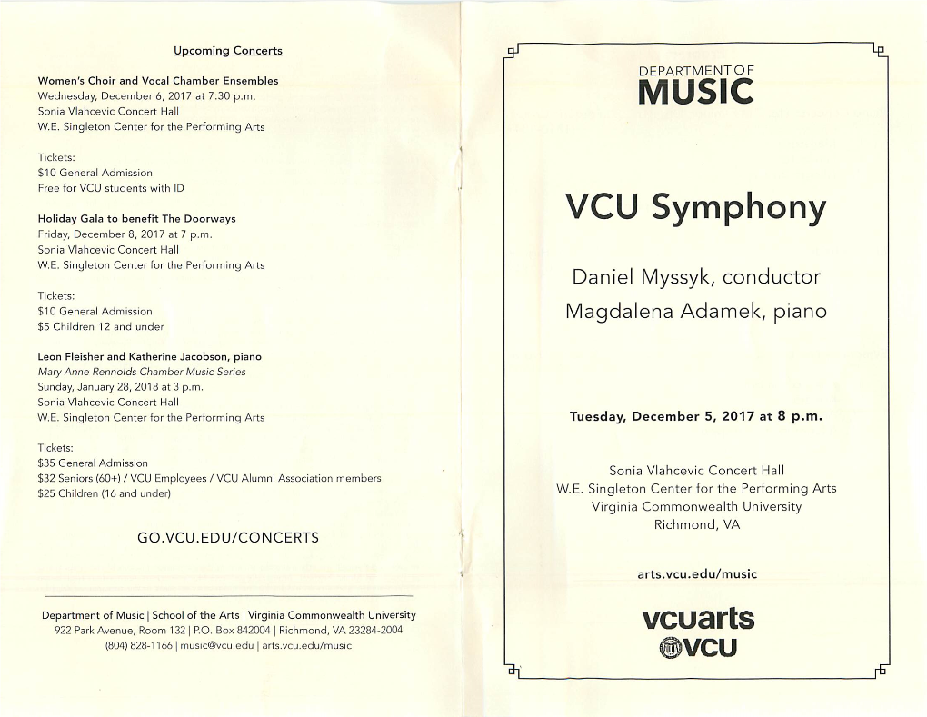 VCU Symphony Friday, December 8, 2017 at 7 P.M