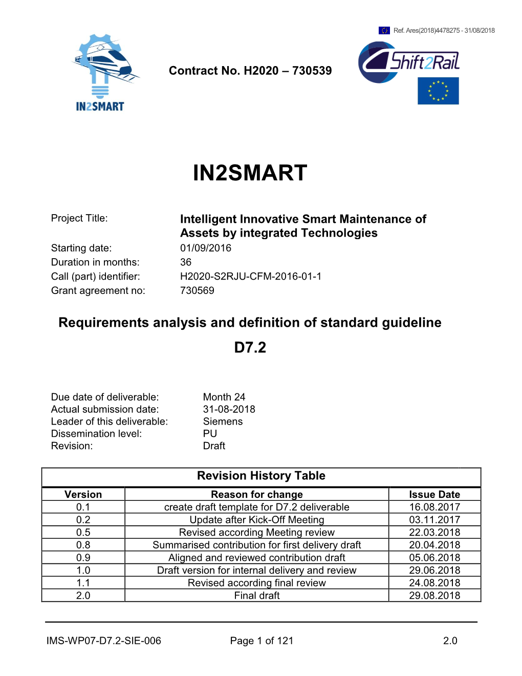 Requirements Analysis and Definition of Standard Guideline D7.2