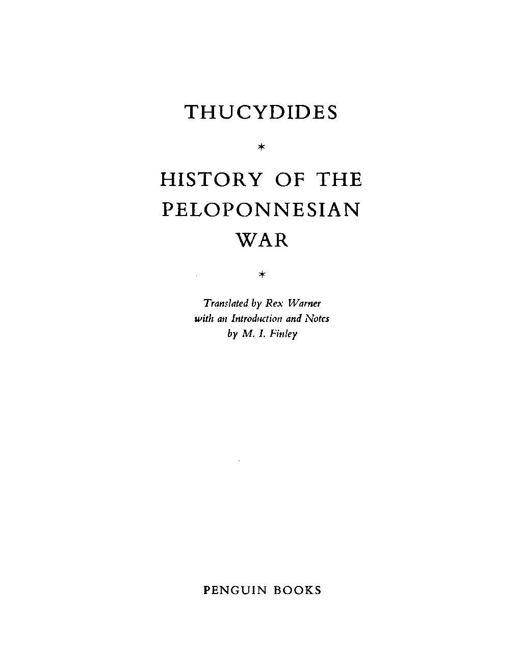 Thucydides History of the Peloponnesian