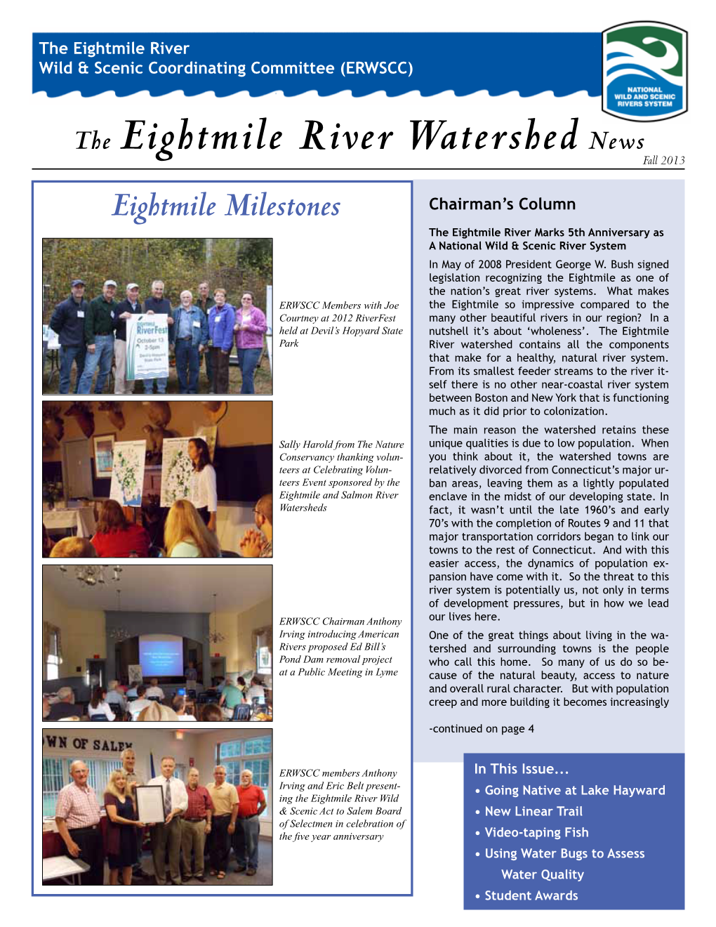 The Eightmile River Watershed News Fall 2013