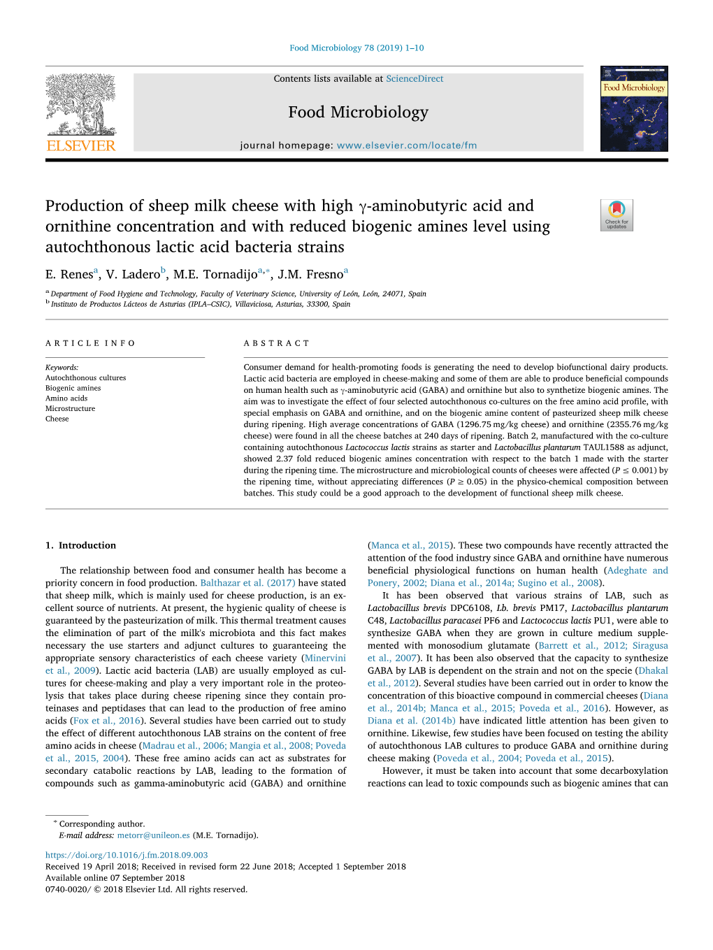 Food Microbiology Production of Sheep Milk Cheese with High Γ