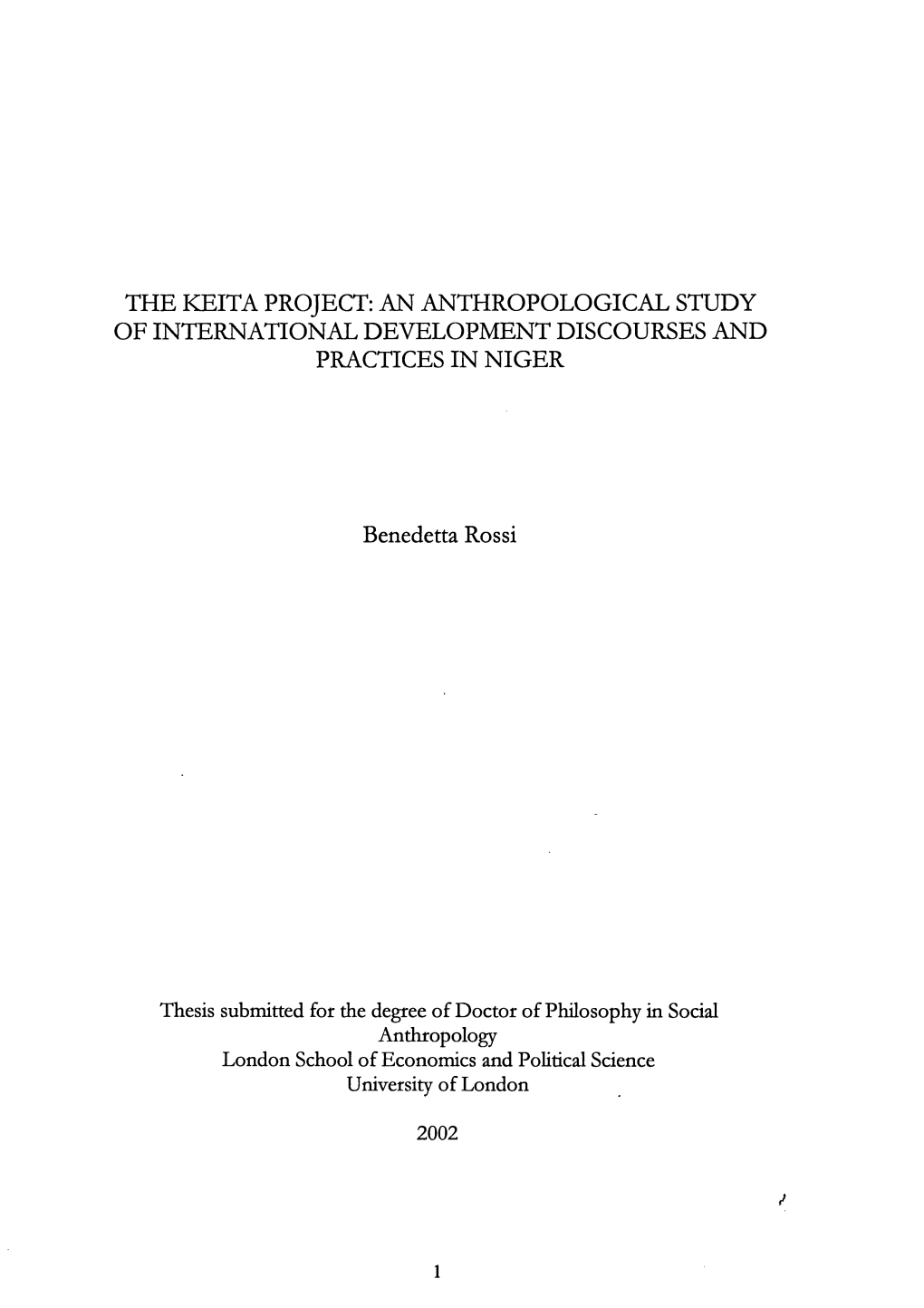 The Keita Project: an Anthropological Study of International Development Discourses and Practices in Niger