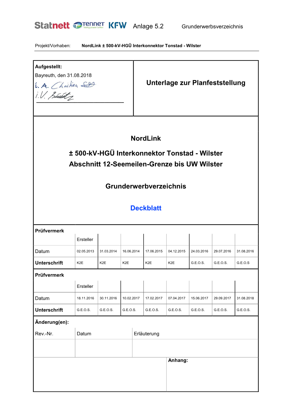 I. A. Unterlage Zur Planfeststellung