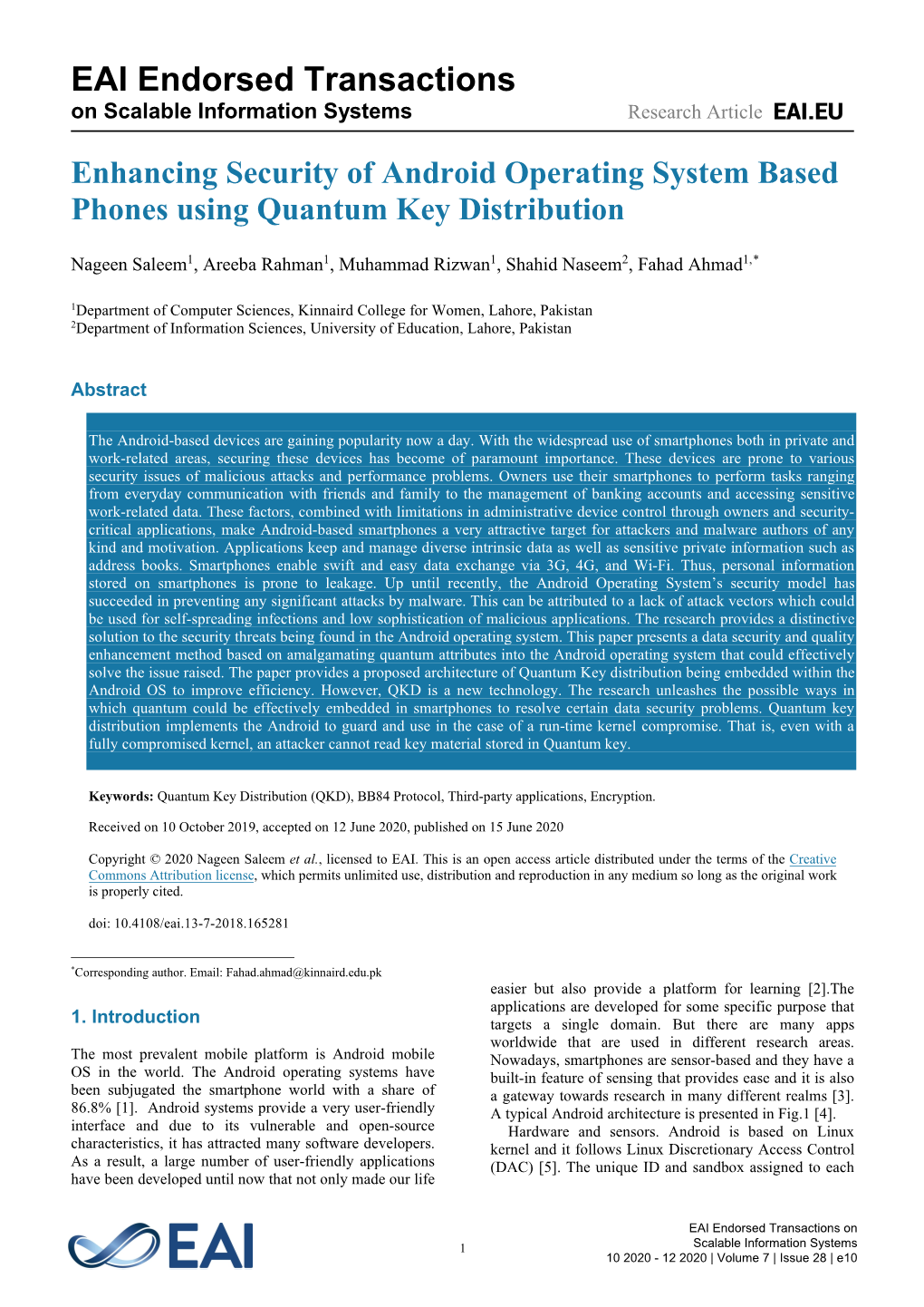 Enhancing Security of Android Operating System Based Phones Using Quantum Key Distribution