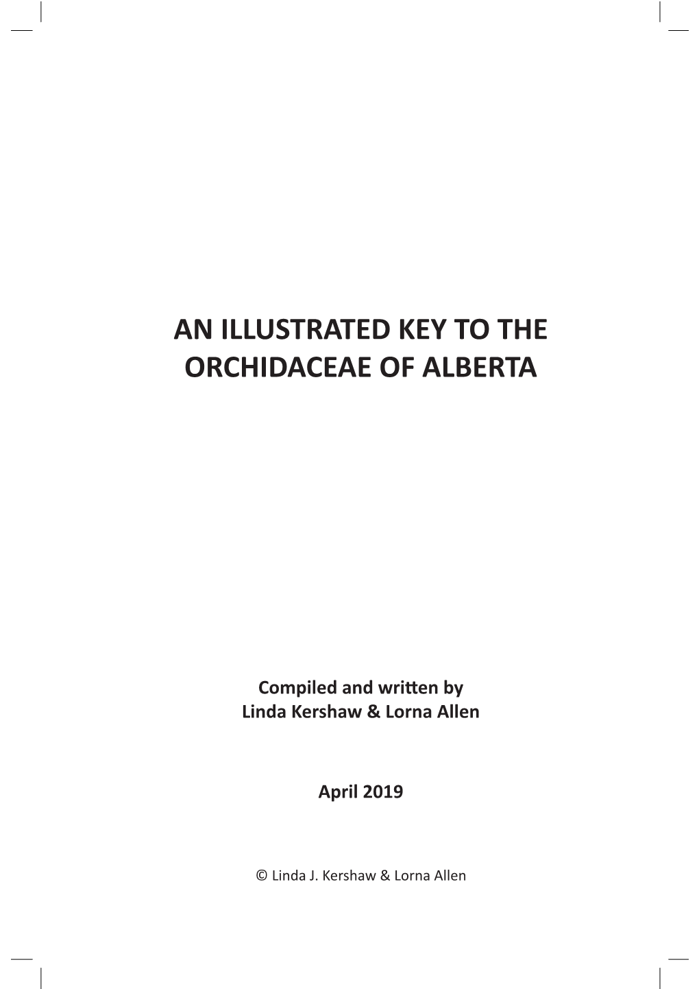 An Illustrated Key to the Orchidaceae of Alberta