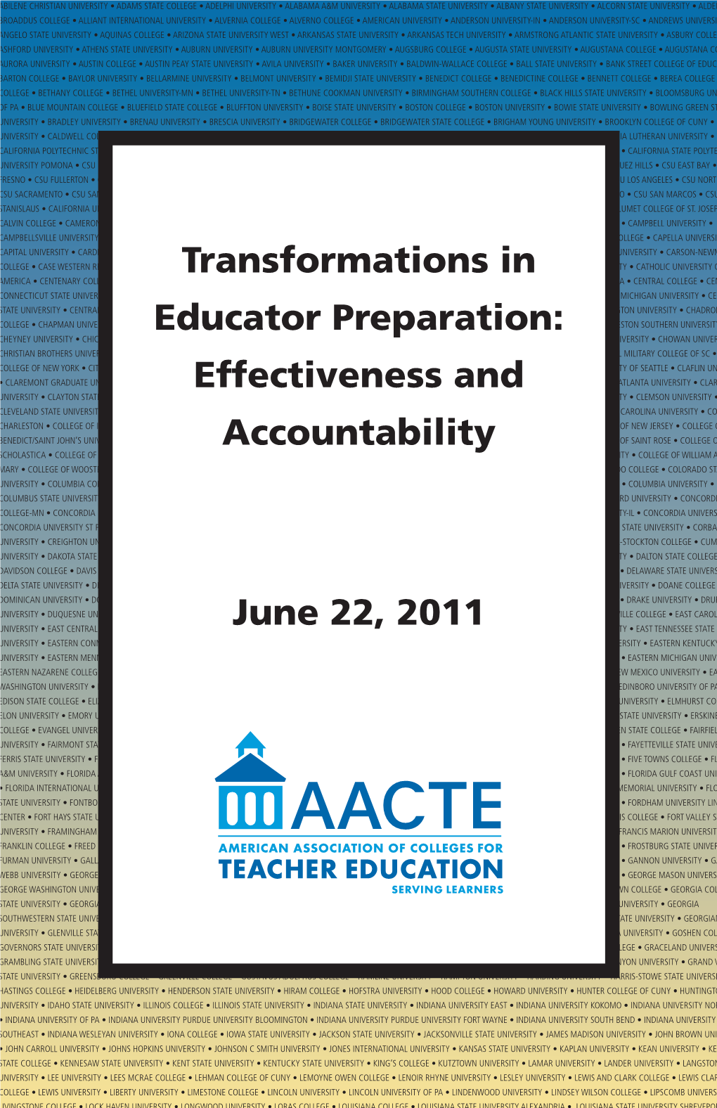 Transformations in Educator Preparation: Effectiveness and Accountability 3