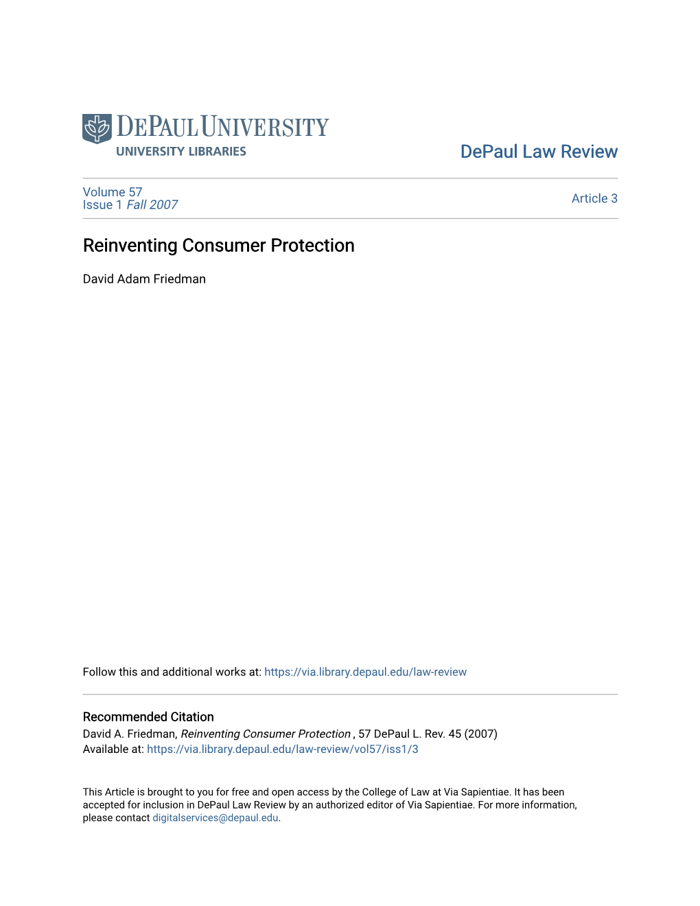 Reinventing Consumer Protection