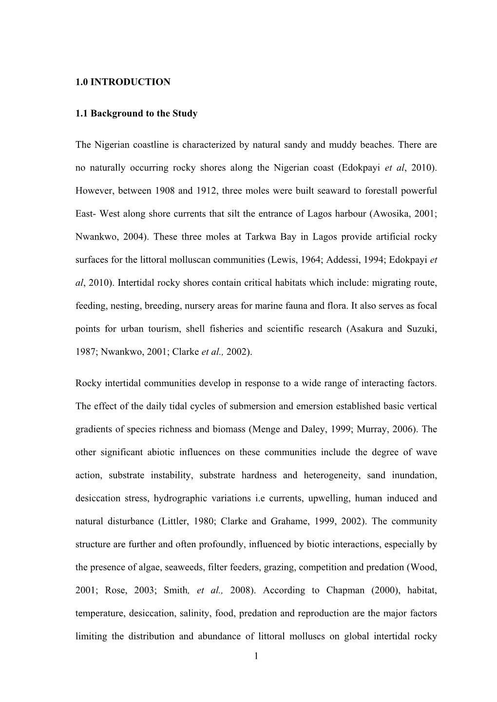 Ecological Study of the Molluscan Fauna on Intertidal Artificial Rocky