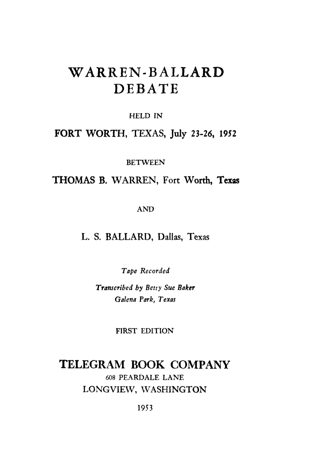 Warren-Ballard Debate