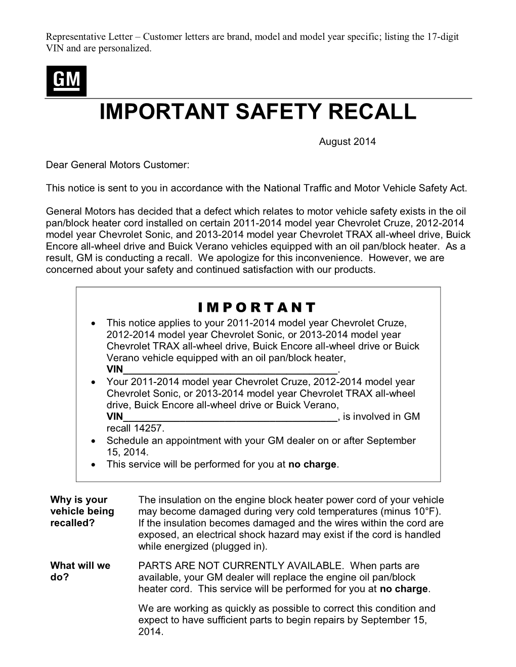 Important Safety Recall