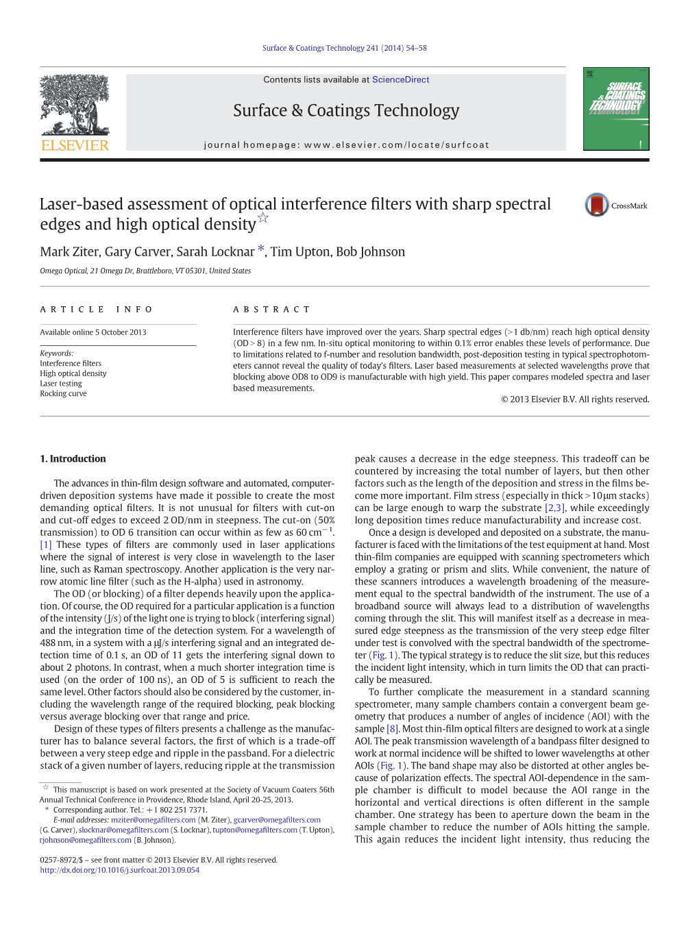 Laser-Based Assessment of Optical Interference Filters with Sharp