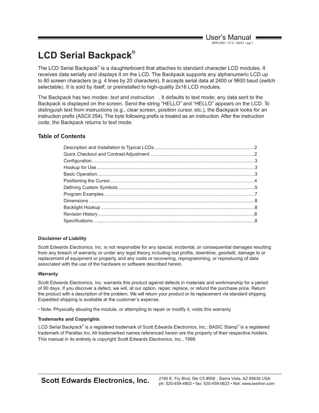 LCD Serial Backpack ®