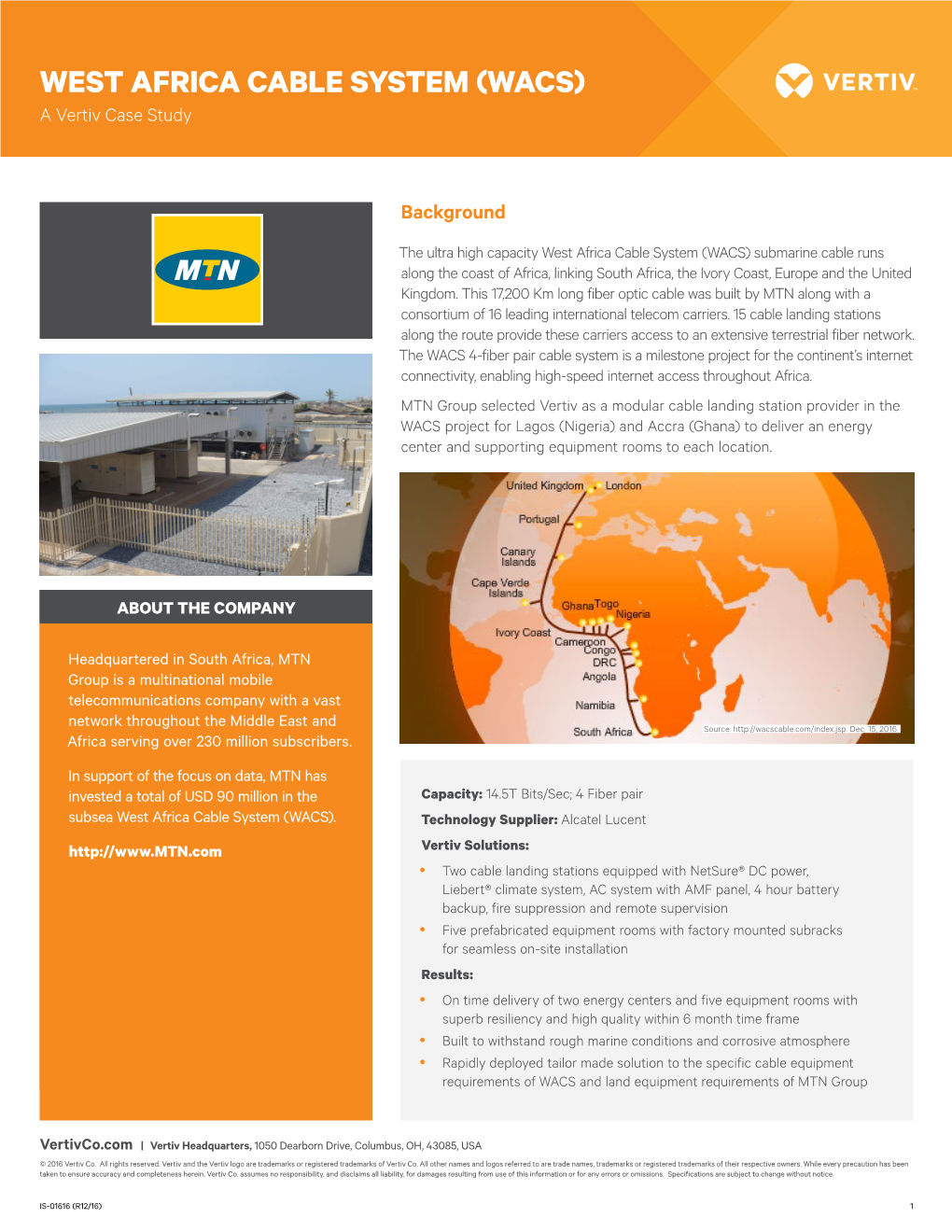 WEST AFRICA CABLE SYSTEM (WACS) a Vertiv Case Study