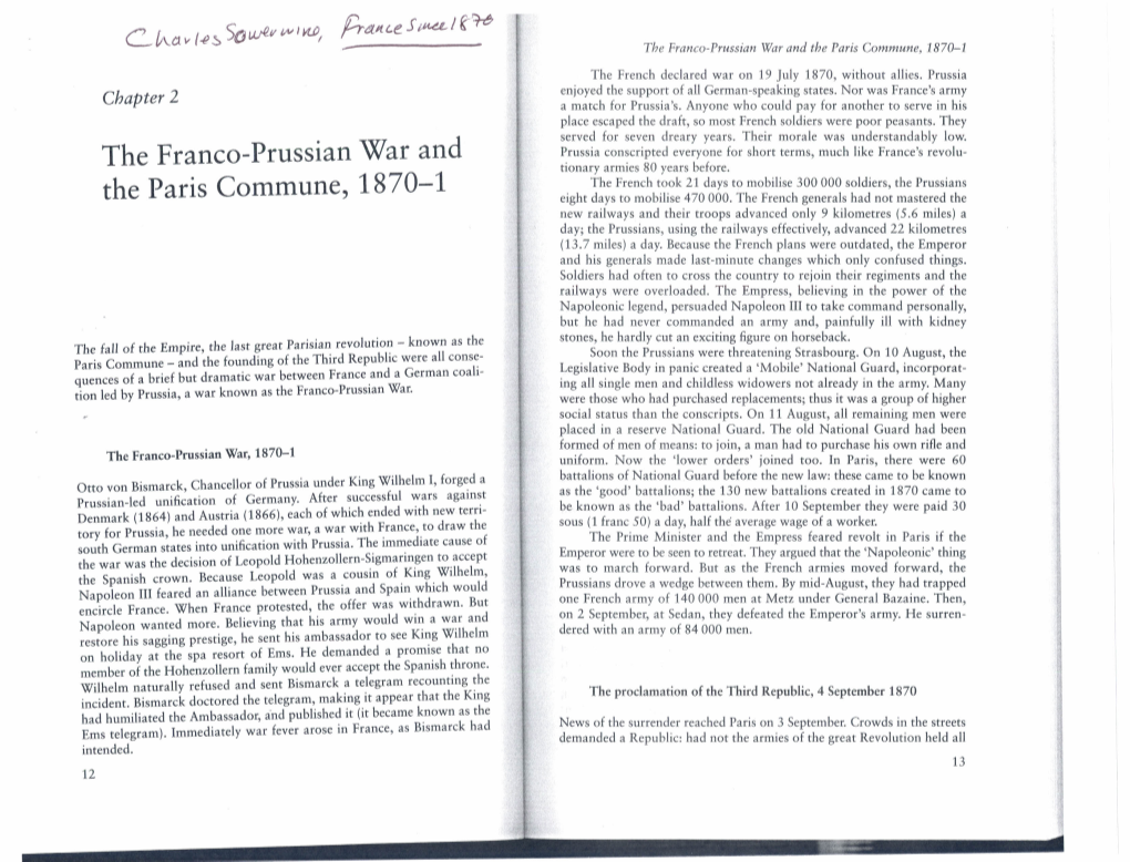 The Franco-Prussian War and the Paris Commune, 1870-1