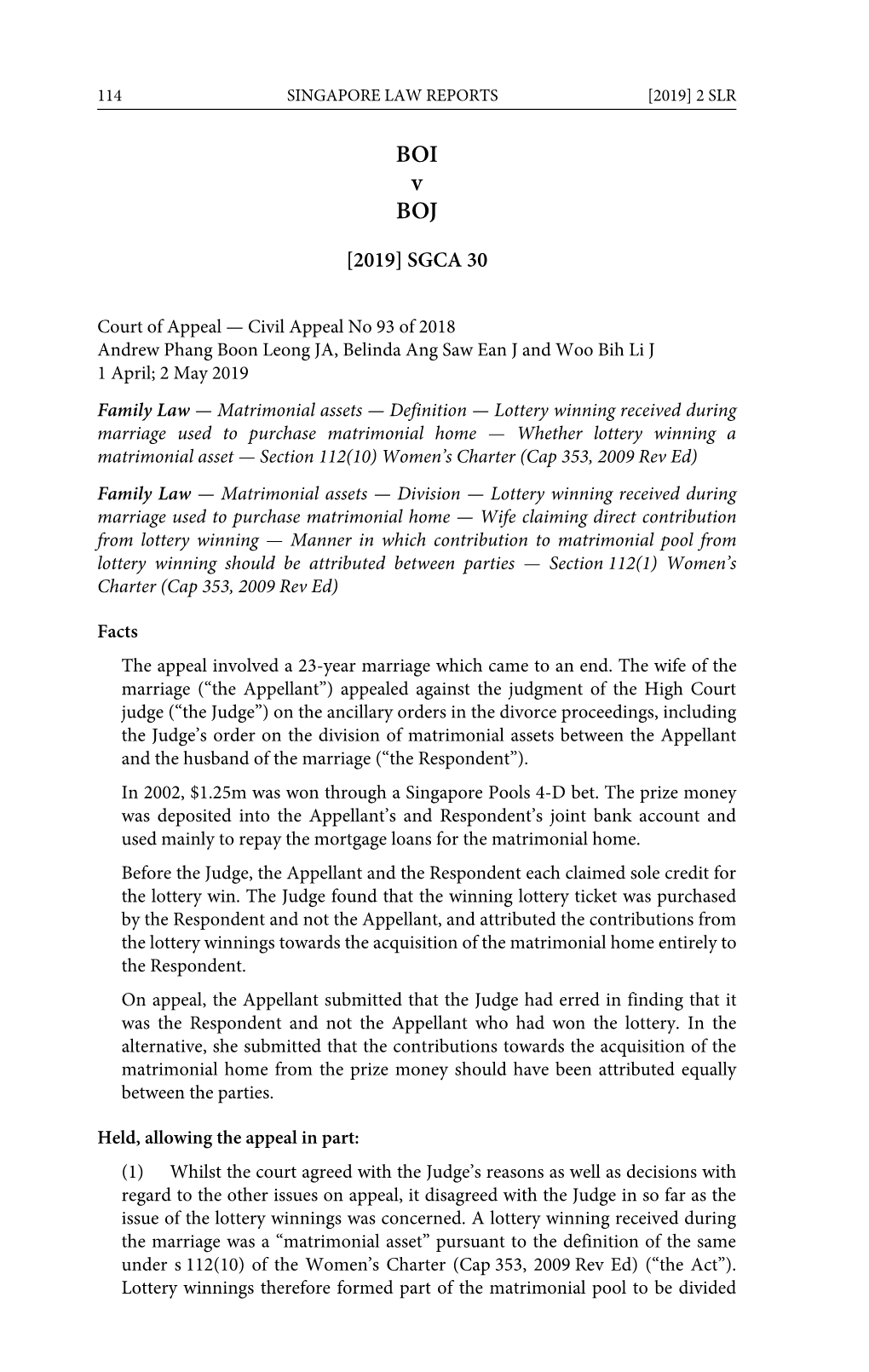 [2019] 2 SLR (CA) Part 1 Cases.Book Page 114 Wednesday, August 21, 2019 11:18 AM