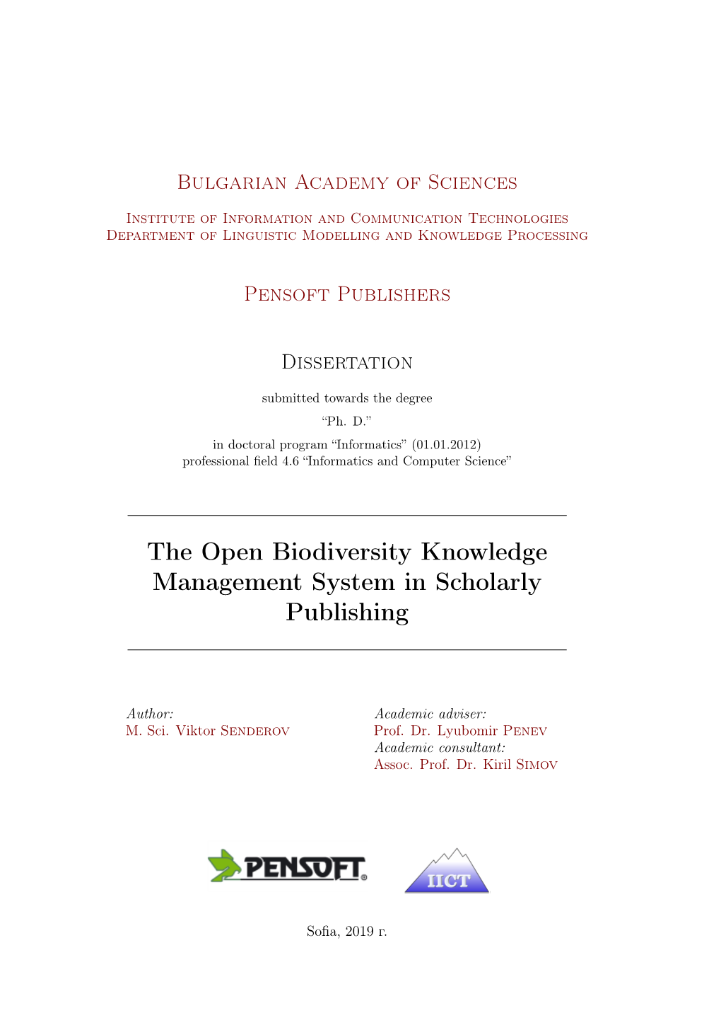 The Open Biodiversity Knowledge Management System in Scholarly Publishing