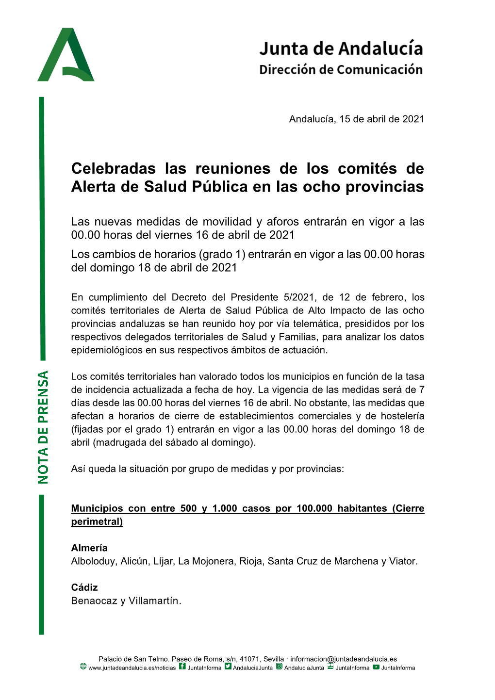 Celebradas Las Reuniones De Los Comités De Alerta De Salud Pública En Las Ocho Provincias