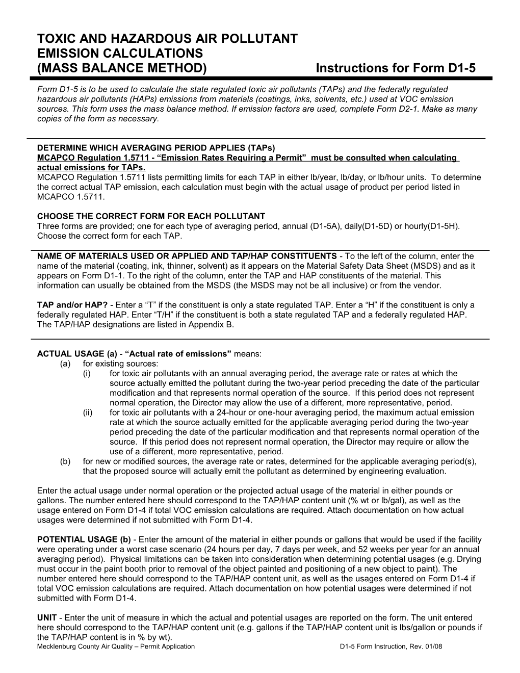 Toxic and Hazardous Air Pollutant