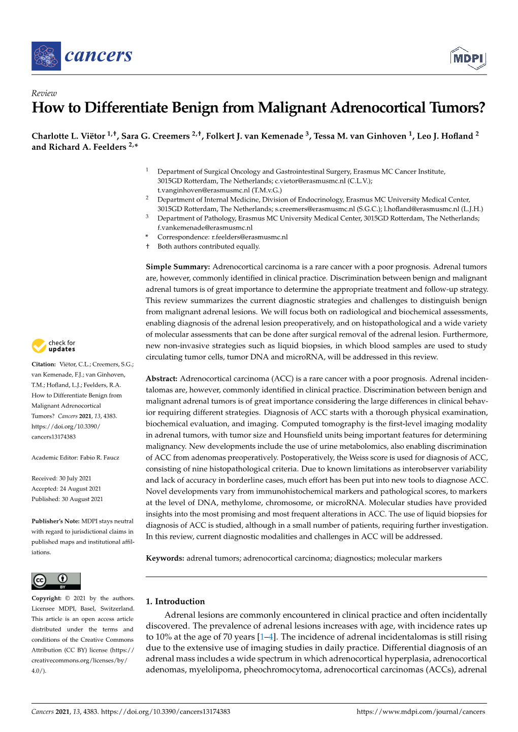 How to Differentiate Benign from Malignant Adrenocortical Tumors?