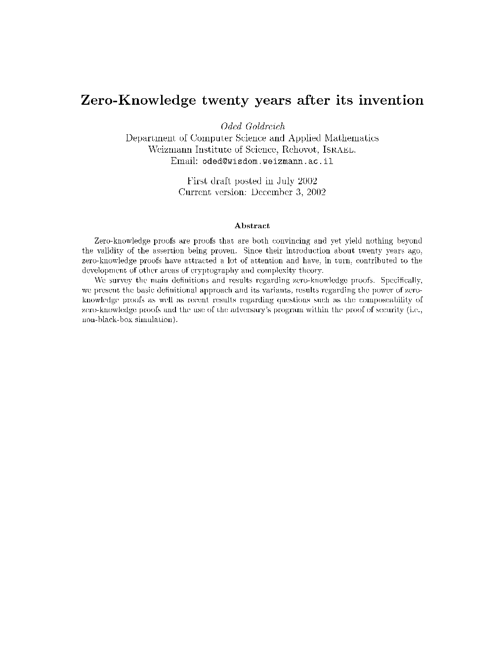 Zero-Knowledge Twenty Years After Its Invention