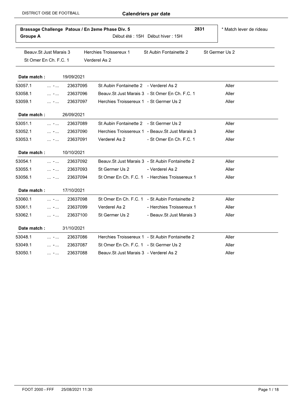 Calendriers Par Date