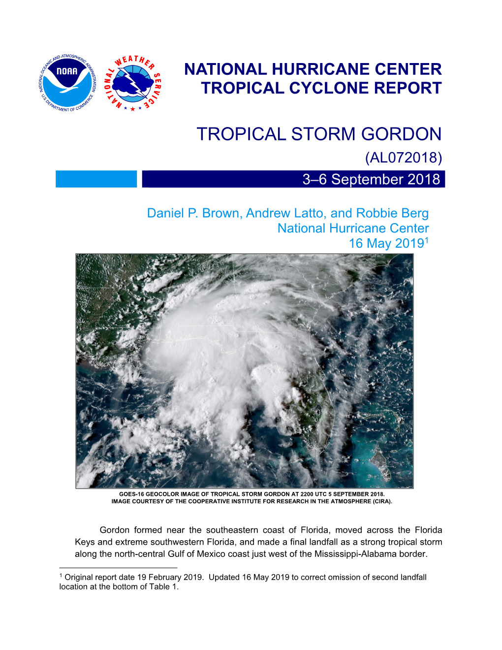 TROPICAL STORM GORDON (AL072018) 3–6 September 2018