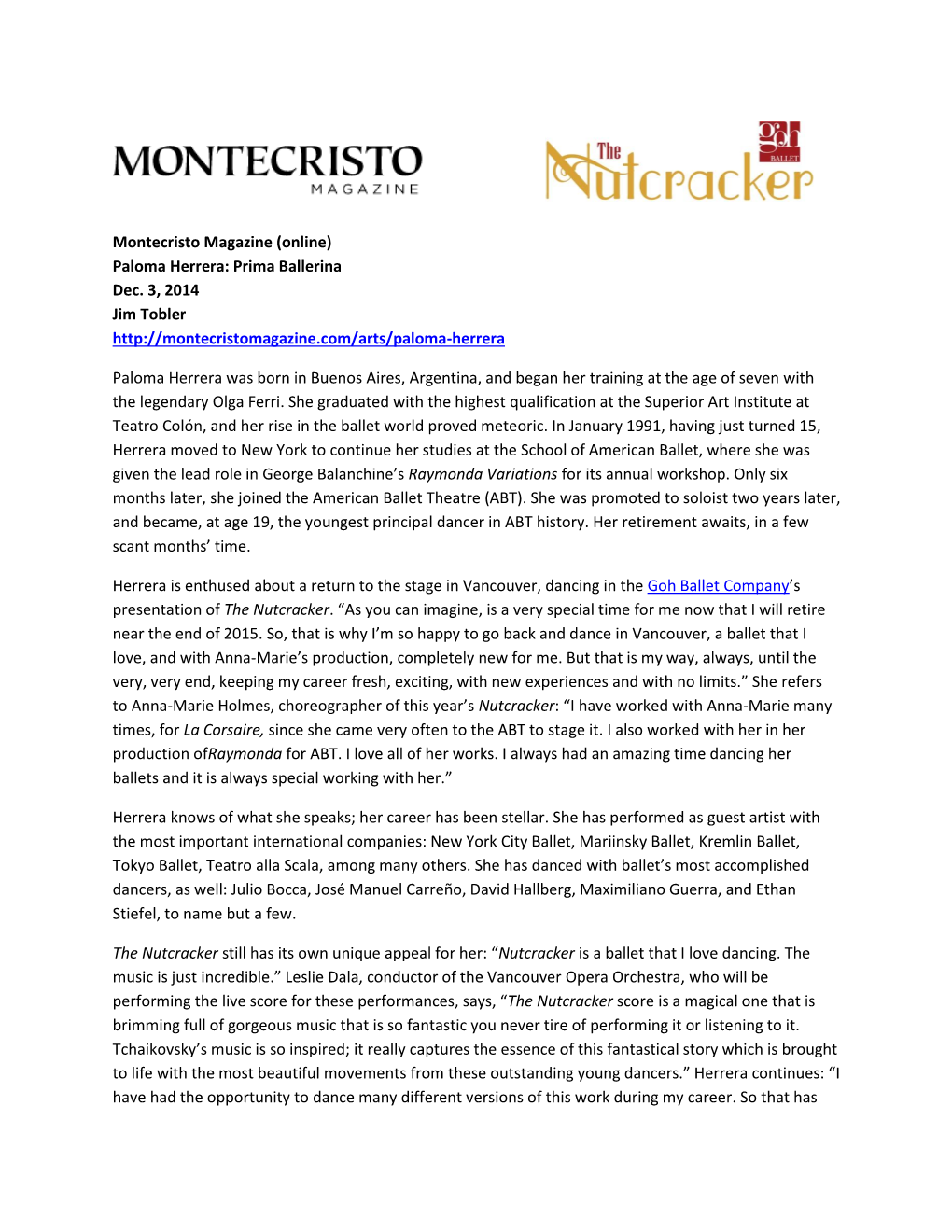 MONTECRISTO Magazine – Paloma Herrera Guests With