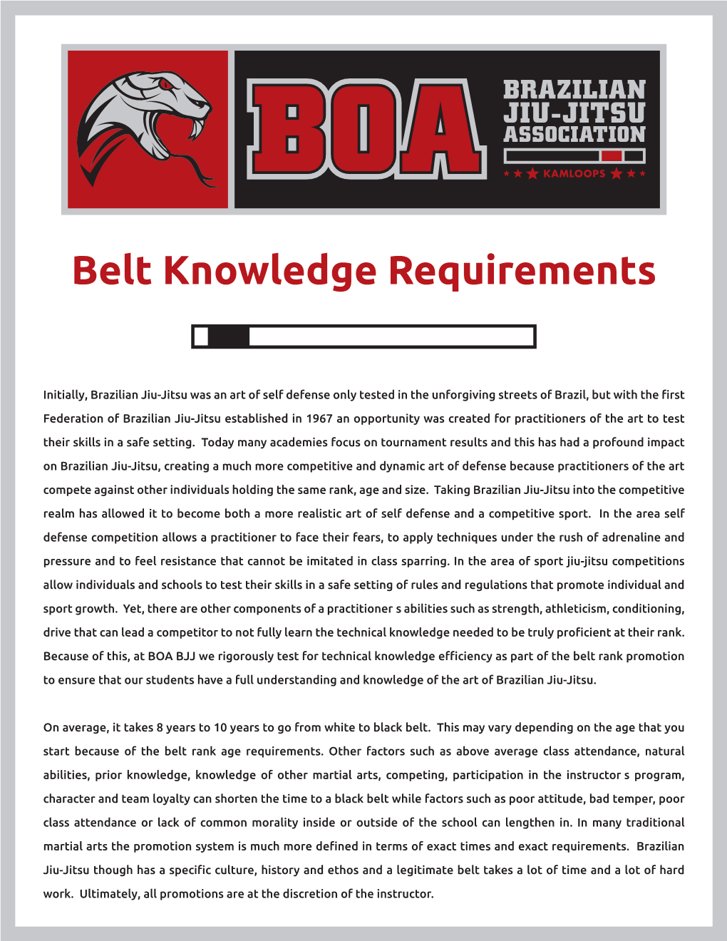 Belt Requirements