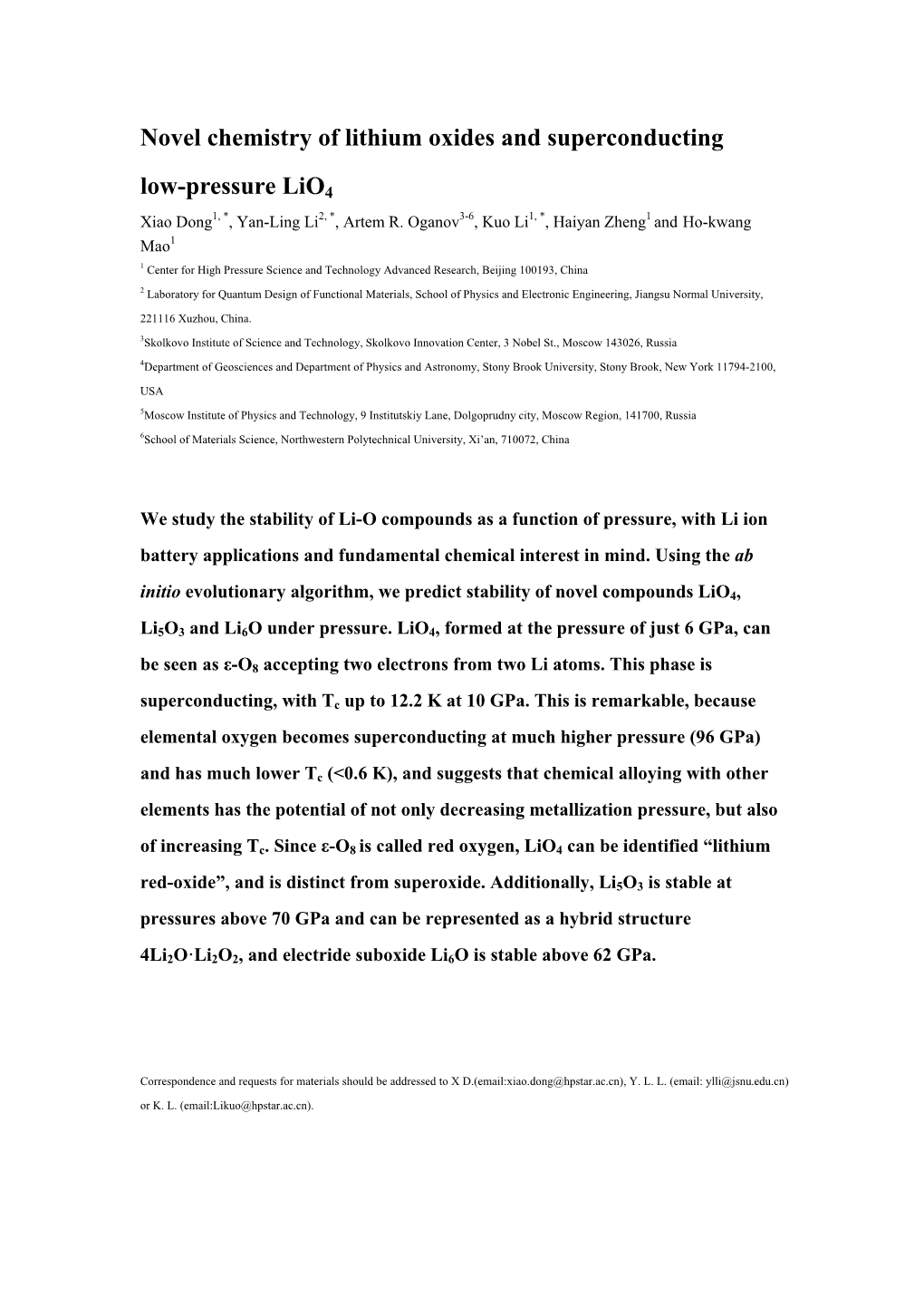 Novel Chemistry of Lithium Oxides and Superconducting Low-Pressure Lio4