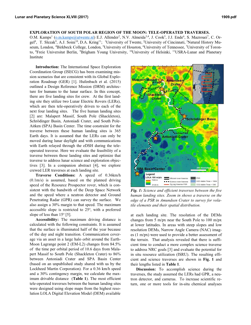 Exploration of South Polar Region of the Moon: Tele-Operated Traverses