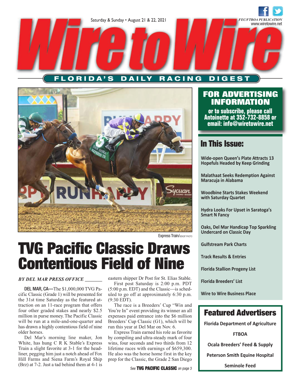 TVG Pacific Classic Draws Contentious Field of Nine