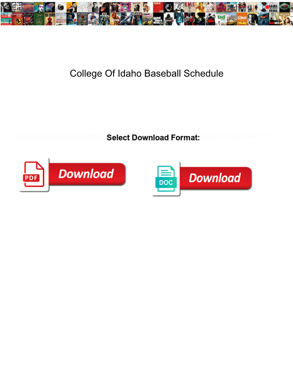 College of Idaho Baseball Schedule