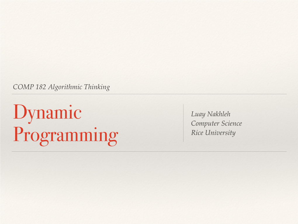 Dynamic Programming