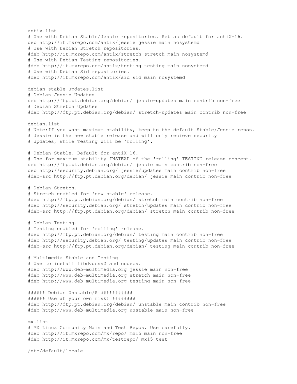 Antix.List # Use with Debian Stable/Jessie Repositories. Set As Default for Antix­16