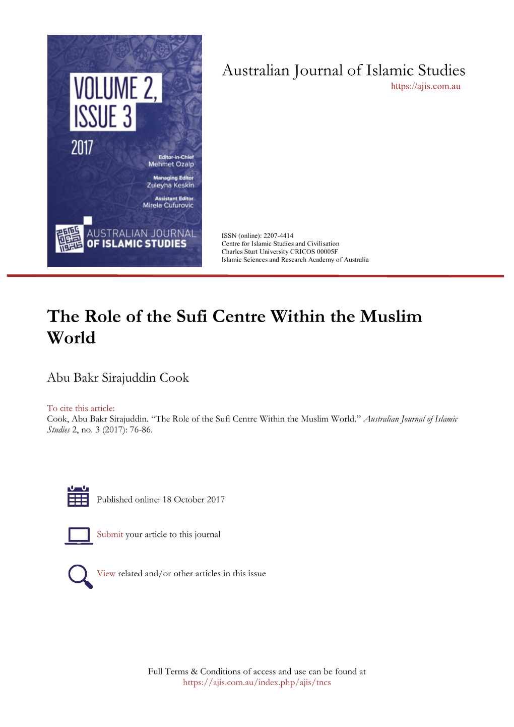 The Role of the Sufi Centre Within the Muslim World