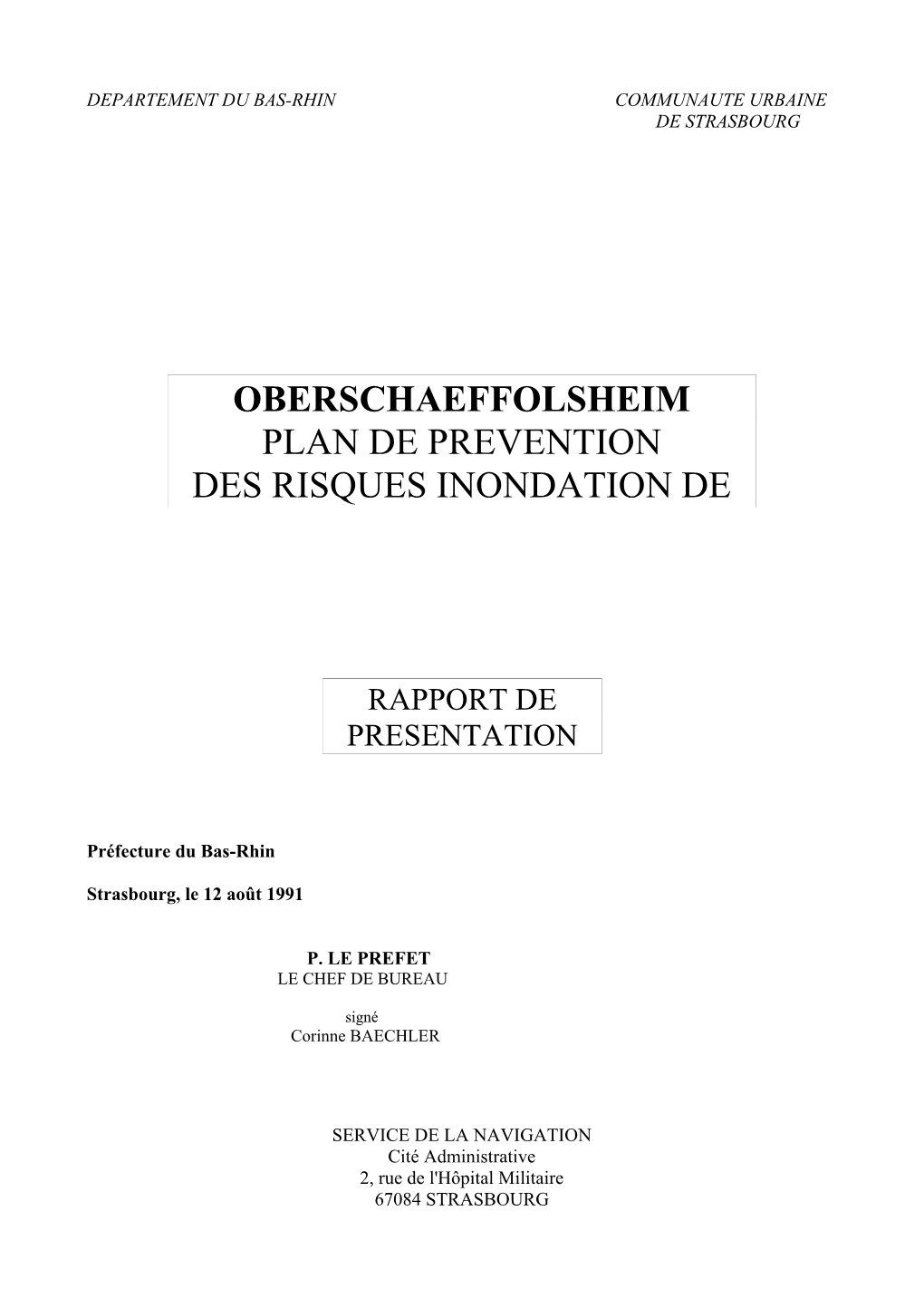 Oberschaeffolsheim Plan De Prevention Des Risques Inondation De