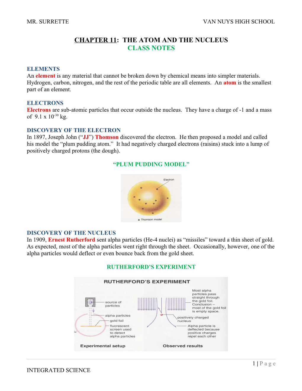 Elements of Chemistry Unit