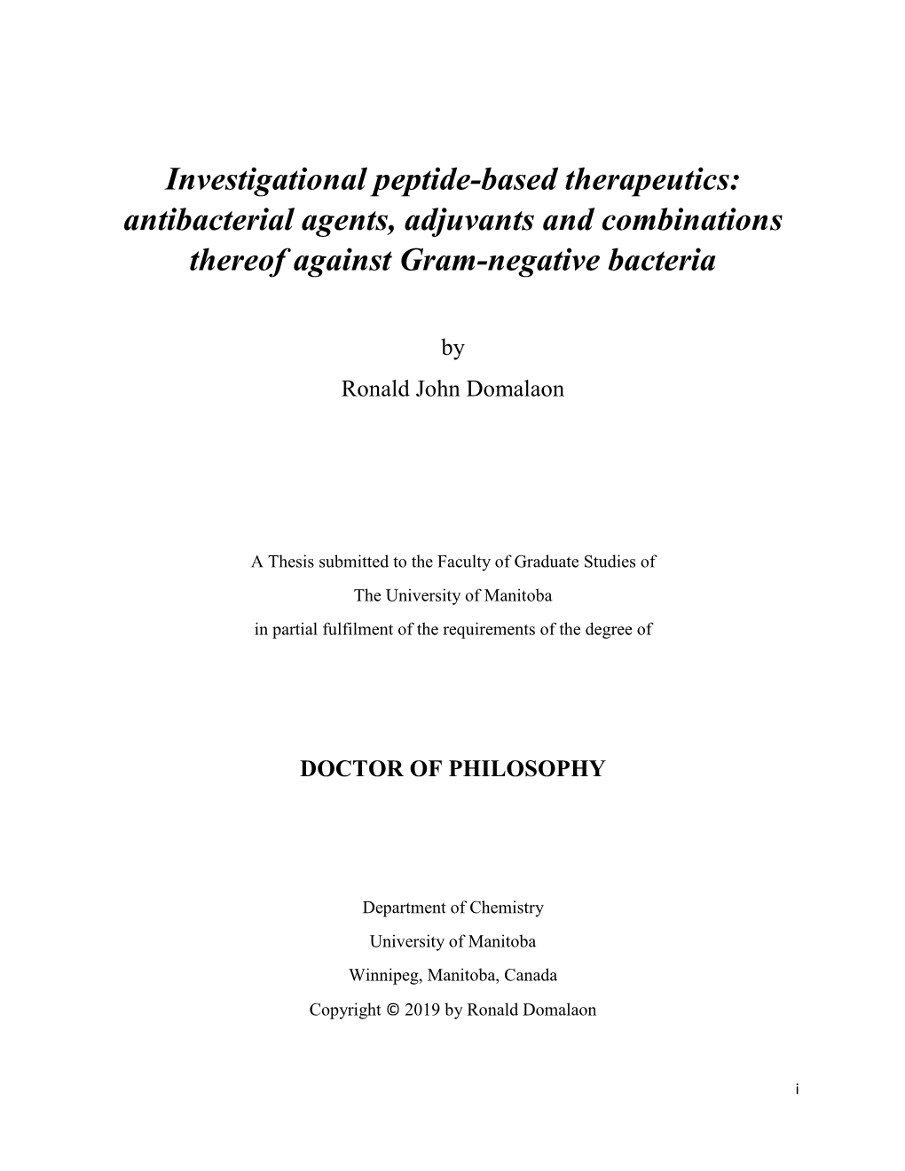 Investigational Peptide-Based Therapeutics: Antibacterial Agents, Adjuvants and Combinations Thereof Against Gram-Negative Bacteria