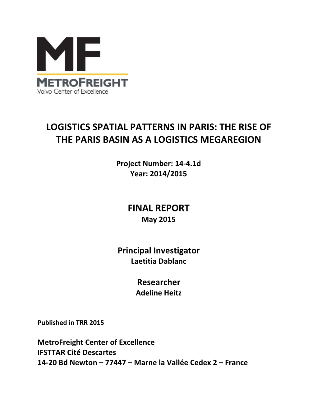 The Rise of the Paris Basin As a Logistics Megaregion