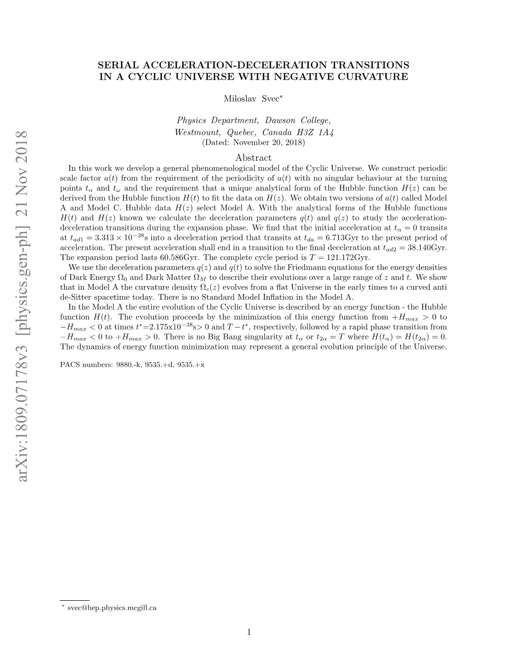 Serial Acceleration-Deceleration Transitions in a Cyclic Universe