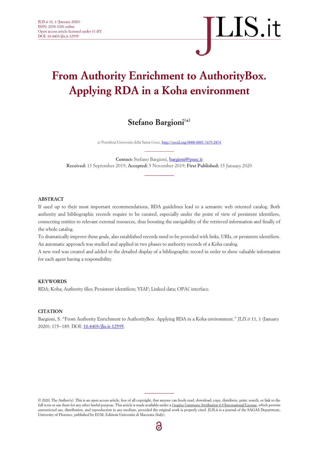 From Authority Enrichment to Authoritybox. Applying RDA in a Koha Environment