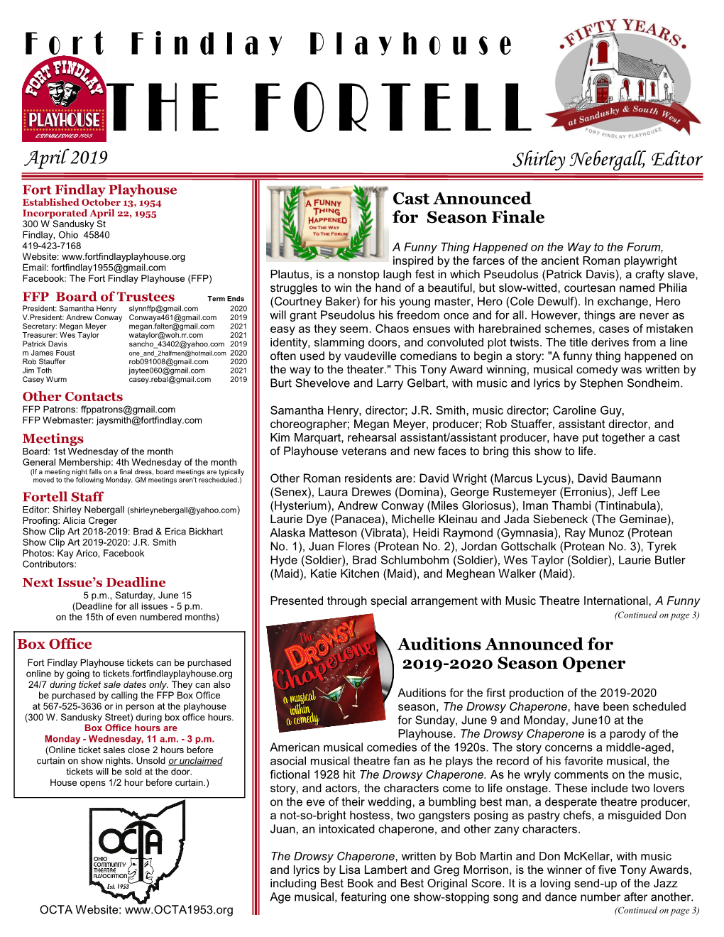 THE FORTELL April 2019 Shirley Nebergall, Editor