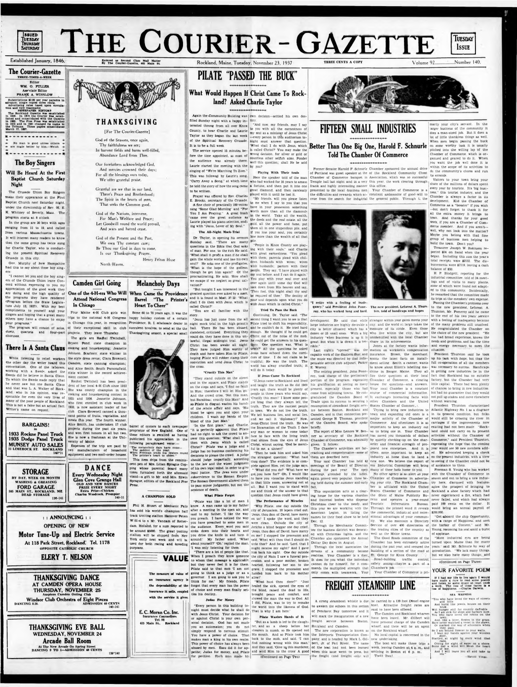 Courier Gazette : November 23, 1937