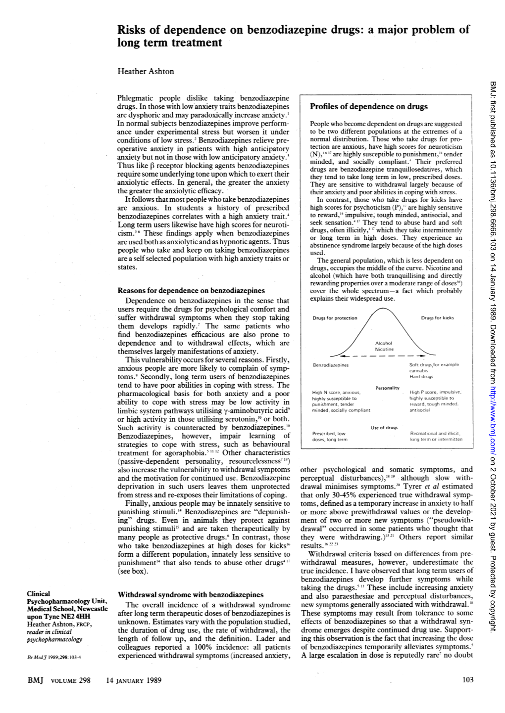 Risks of Dependence on Benzodiazepine Drugs: a Major Problem of Long Term Treatment