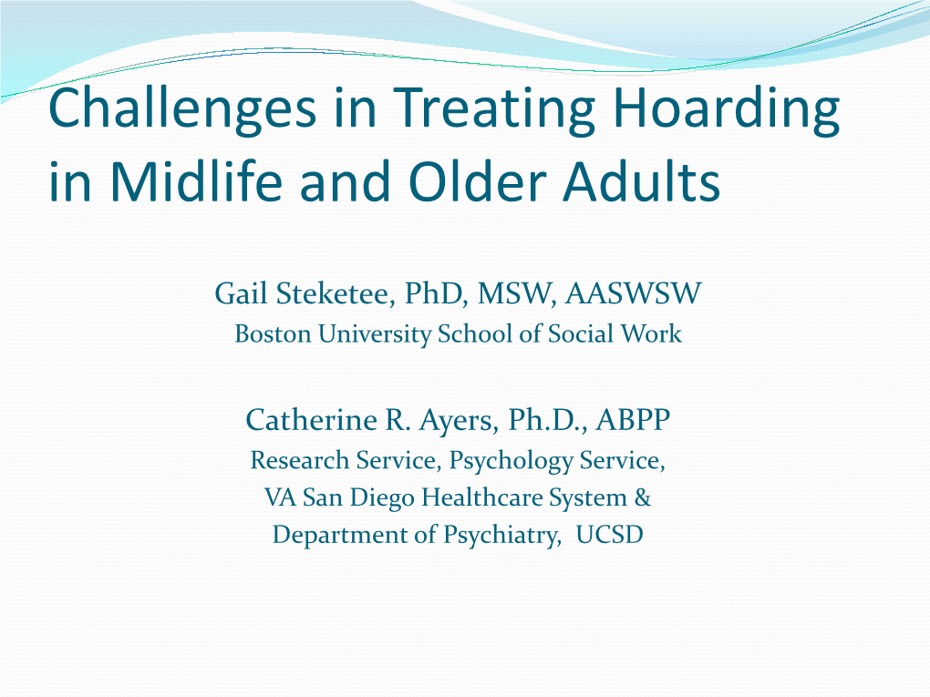 Cognitive-Behavioral Treatment for Hoarding Disorder