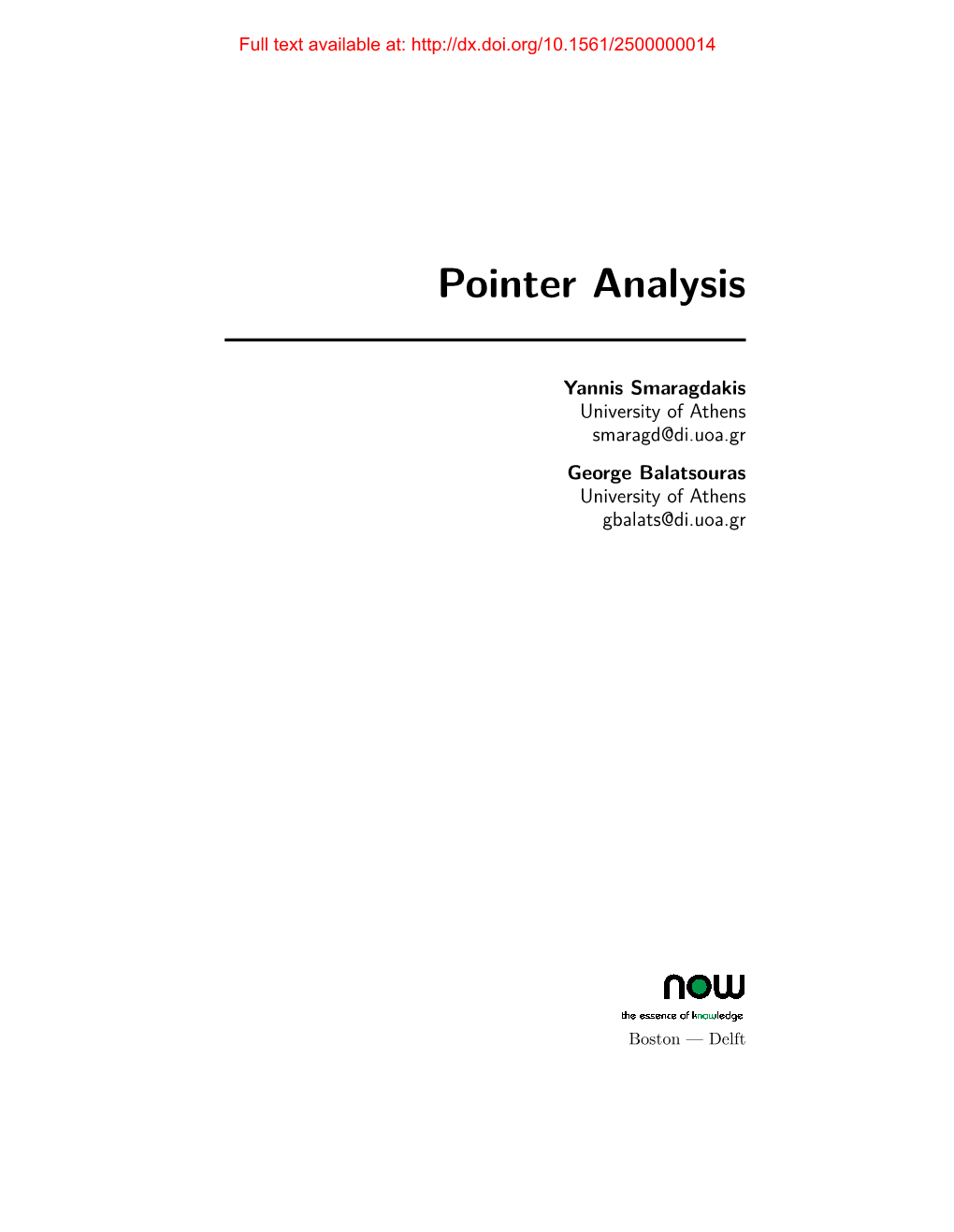 Pointer Analysis