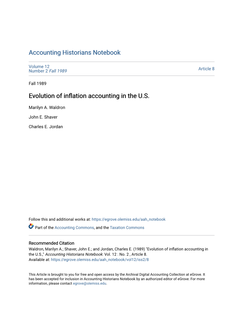 Evolution of Inflation Accounting in the U.S