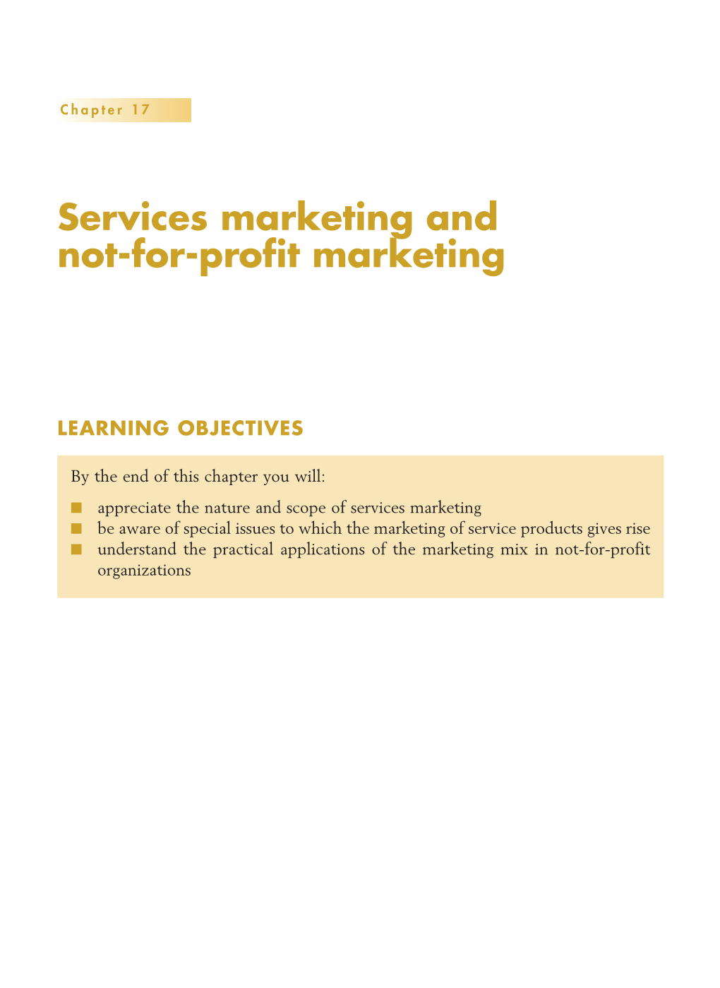 Services Marketing and Not-For-Profit Marketing